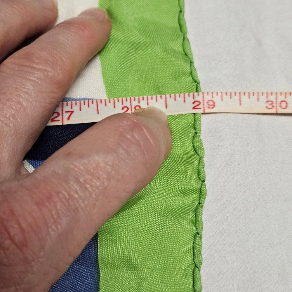 Christian Dior circa 1970 Silk Scarf Green Blue Geometric Abstract Square. EUC.